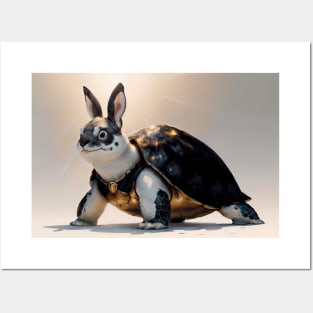 Bunny turtle in black and gold armor Posters and Art